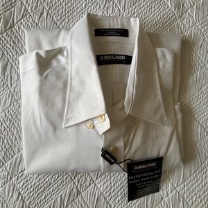 Kirkland Button Down Non Iron Dress Shirt White Size 16-35 NWT